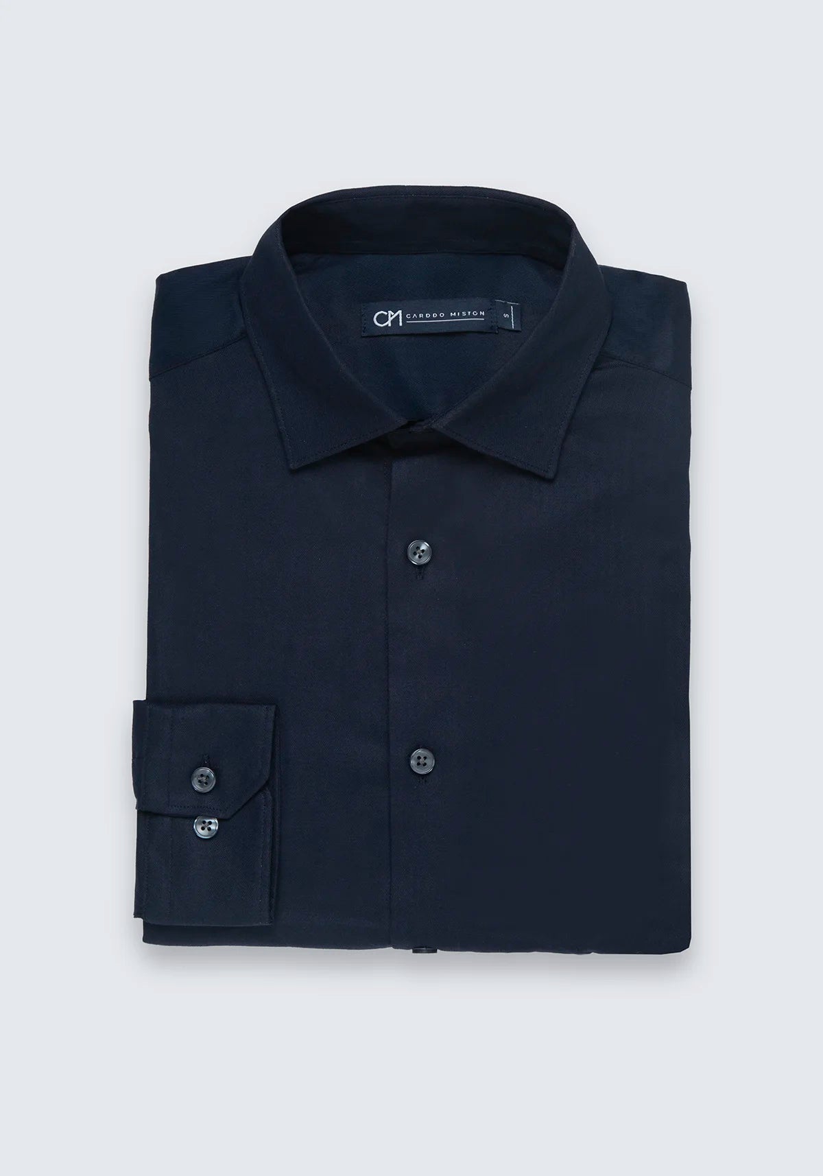 Camisa Dobby Espina de Pescado Algodón Azul Oscuro
